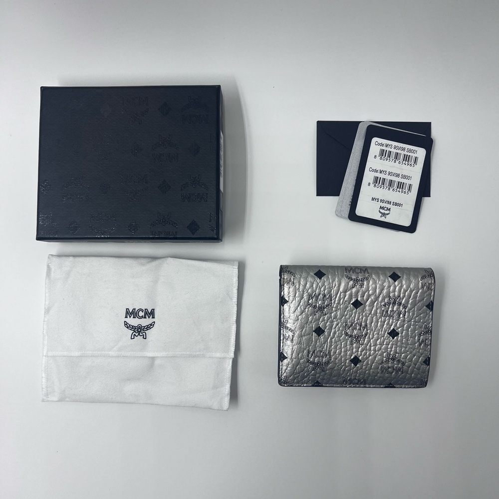 MCM Visetos Silver Bi-Fold Wallet